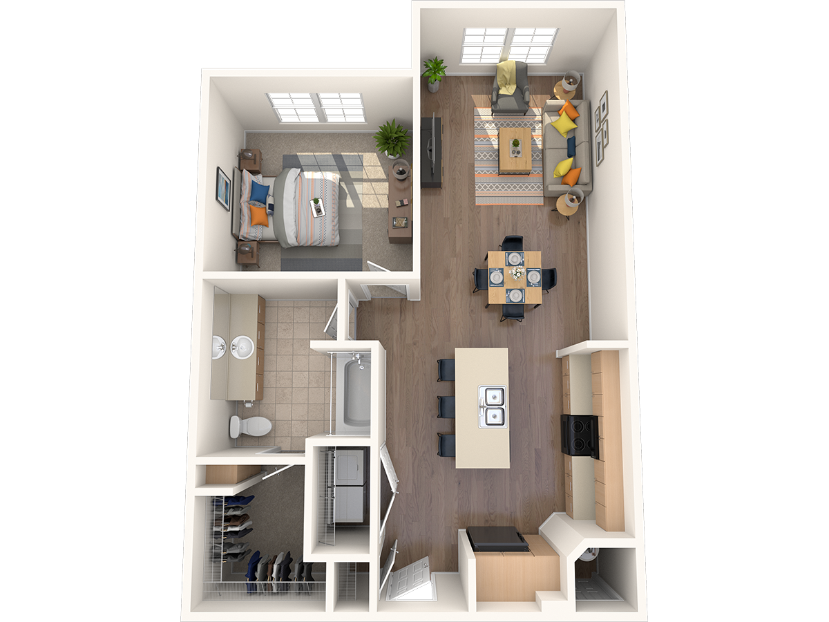 1 Bed, 1 Bath floor plan