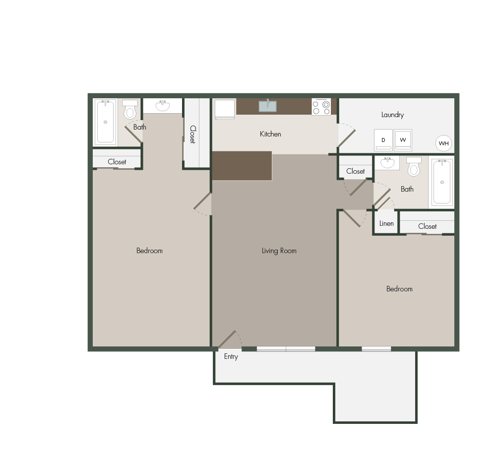 Two Bedroom / Two Bath floor plan