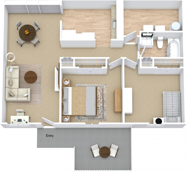 Two Bedroom / One Bath floor plan