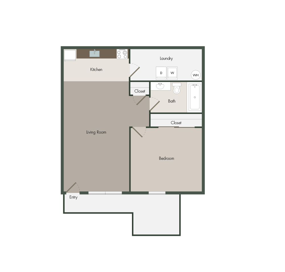 One Bedroom / One Bath floor plan