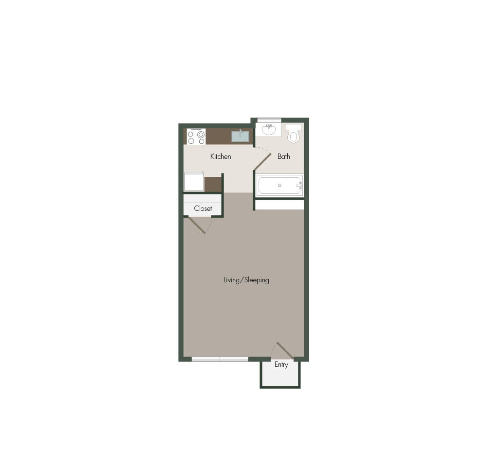 Studio / One Bath floor plan
